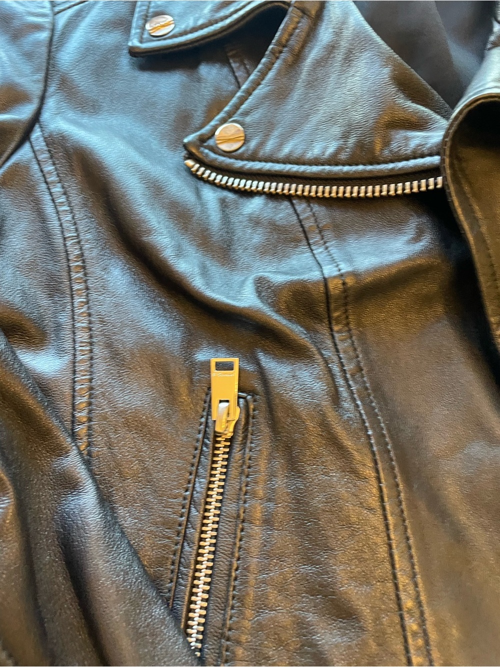 Lamarque Donna Leather Moto Jacket Black Lambskin *Scuff Asymmetric XL - Picture 7 of 10